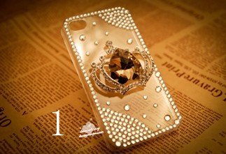 ◆3Dデコ盛り♪♪キラキラ♪ラインストーンケース/iphone5/アイフォン5/専用ケースカバー/王冠/3color (1)