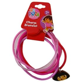 Nick Jr Dora The Explorer Charm Bracelet - elastic jelly brancelet with dangling Dora figure charm