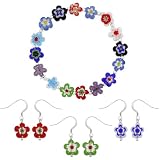 Hand blown Multi Colored Glass Bead Flower and Sterling Silver Bead Bracelet & Earrings Set of Three, 7 5 419QxQ5wUqL. SL160 Hand blown Multi Colored Glass Bead Flower and Sterling Silver Bead Bracelet & Earrings Set of Three, 7 5