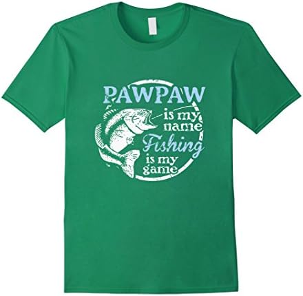 Men's PawPaw is my name Fishing is my game Fathers Day Tshirt XL Kelly Green