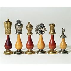 Weible Spiele 01743 - Schachfiguren aus Metall und Holz, Königshöhe 102 mm