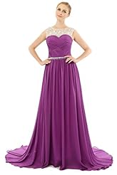 Crystal Crystals Beaded Sheer Evening Dress/Prom Dress/Party Dress/Wedding Dress  with a Brush/Sweep Train 