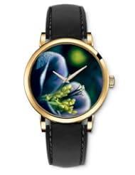 SPRAWL Aanalog Fashion Series Gold Ladies Watches of Genuine Black Leather Strap,Unique Wrist Watch for Women Girls Designed with Lilies in darkness