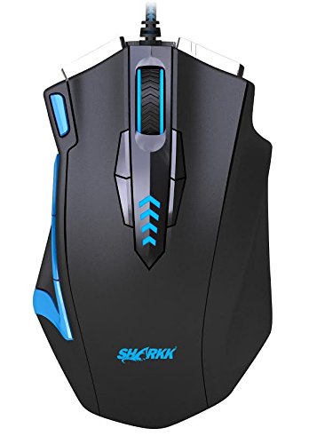 SHARKKÂ® Gaming Mouse 16400 DPI High Precision Programmable Laser Gaming Mouse for PC FPS Omron Micro Switches 14 Programmable Button Gaming Mouse with Weight Tuning Set 5 Programmable Side Button Gaming Mouse 5 Programmable User Profiles Steel Botto