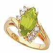 14K Yellow Gold Peridot and Diamond Ring