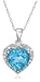 10k White Gold, December Birthstone, Blue Topaz and Diamond Heart Pendant