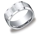 Cobalt 9mm Comfort Fit Four Sided Men's Band with Satin Center Featuring Beveled Cut Sides, Size 10