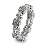 Sterling Silver Stackable Band with Diamond Cubic Zirconias