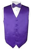 Covona Men's Solid PURPLE INDIGO Dress Vest BOWTIE Set for Suit or Tuxedo