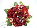 Artificial Silk Flower Ball Heart Rose Scabious Ivy Pearl Bouquet (Burgundy) from GT Decorations