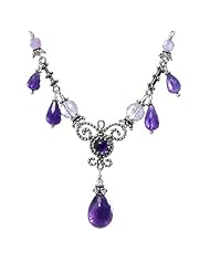 Upscale Bohemian Necklace, Sterling Silver and Amethyst, 16"