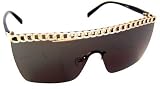QLook Lady Gaga Inspired Style Frame Sunglasses W/Chain Link Greek Style - Black