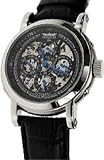 Perigaum Men's Squelette Stainless Steel Watch - Black Dial - P-0506-SSS