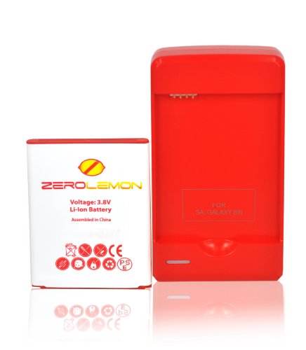 [180 days warranty]ZeroLemon 1x Samsung Galaxy SIII 2300mAh Battery + Free Battery Charger with USB charge port (Compatible with AT&T I747, Verizon I535, Sprint L710, T-Mobile T999) with 180 Days Zero Lemon Guarantee Warranty WORLD S LARGEST CAPACITY