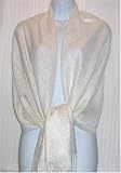 70% Pashmina 30% Silk Paisley Self-Design Shawl / Wrap / Stole - Ivory