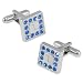 Swarovski Type Crystal Border Cufflink by Enrico Pardini - Silver Rhodium