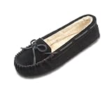 Cally Slipper by Minnetonka in Black Suede