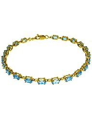14k Solid Gold 7" Genuine Blue Topaz Bracelet