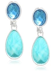 Napier "Color Crush" Silver-Tone Purple Tear Clip-On Earrings