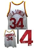 Signed Hakeem Olajuwon Houston Rockets Jersey JSA COA Hakeem Olajuwon autographed home white Houston Rockets jersey. RARE ITEM!!! 2 X NBA Champion with the Houston Rockets and Hall of Famer. Comes with James Spence Authentication (JSA) COA, with a numbered hologram on item and COA verified online + photo from signing. Size XL jersey, everything sewn on.