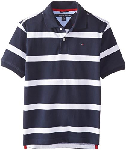Tommy Hilfiger Big Boys' Clubhouse Stripe Polo, Swim Navy, X-Large