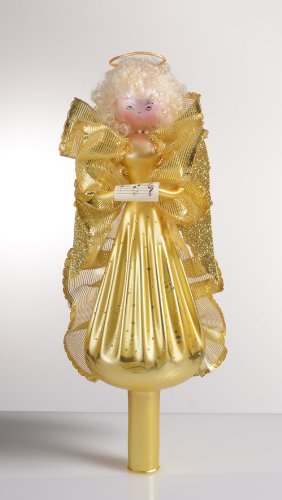 De Carlini Gold Angel Tree Top Italian Mouthblown Glass Christmas Ornament