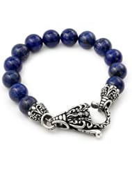 Twisted Blade Intricate Lapis Bead Bracelet 7 Inches