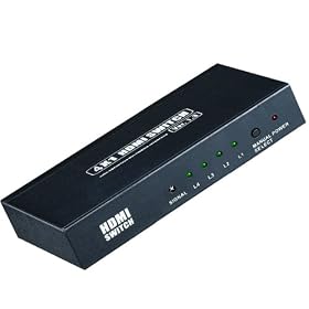 Four Port HDMI 4-Port (4x1) HDMI Powered Switch Switcher w/ IR remote and AC Adapter- Supports Blu-Ray, PS3, Xbox, HD-DVD, HD-DVR, Digital Satellite & Cable boxes, 1080p