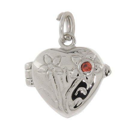 Sterling Silver Flower Heart Locket Charm
