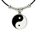 Yin Yang Pendant - Beaded Black Leather Necklace