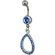 Belly Button Rings Light Blue Crystal Hollow Teardrop Dangle Fashion September Belly Navel Ring Body Jewelry
