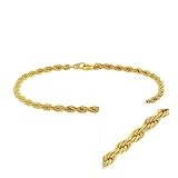 14k Gold Plate Yellow Gold 5mm Rope Chain Necklace, 24"