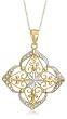 10k Two-Tone Gold Diamond-Shaped Filigree Pendant, 18"
