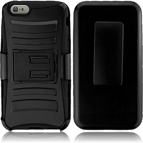 Huawei Raven Case, Combo Rugged Shell Cover Holster with Built-in Kickstand and Holster Locking Belt Clip Black + Circle(TM) Stylus Touch Screen Pen