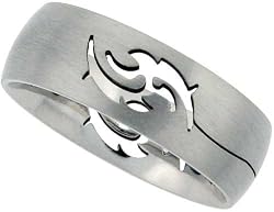 StainlessSteel3/8in.(9mm)ComfortFitBandw/TribalInspiredCut-Outs(AvailableinSizes7to14),size12