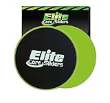 Core Exercise Sliders - 2 Dual Sided Gliding Discs for Carpet and Hardwood Floors - Green