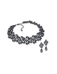 Peacock Imitation Pearl Fashion Choker and Earring Set