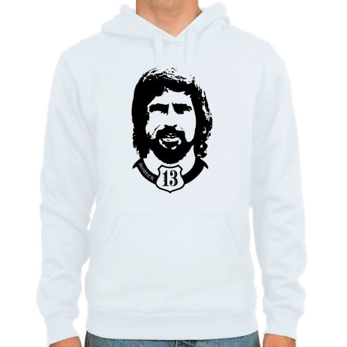Kapuzensweater Gerd Müller ::: Farbauswahl: skyblue oder weiß ::: Größen: M-XL ::: Fußball-Kult