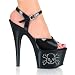 thumbnail: Pleaser Shoes Women's ADORE-709RE-2, 6 1/2'' Stiletto Heel Ankle Strap Platform Sandal W/Rhinestone-Embedded Double Hearts Lettering. from Pleaser