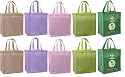 Reusable Grocery Tote Bag Super Saver 10 Pack Combo, Summer Colors +1 Printed "A World of Thanks"