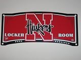 NEBRASKA CORNHUSKERS 19 x 8 Plastic Clubhouse Locker Room Sign with Team Colors & Logo
