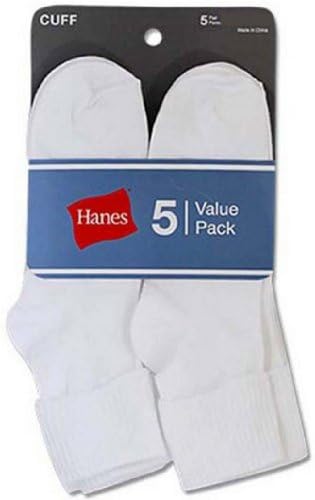 Hanes Women's Extended Size Cuff 10-12 White Low Cut Socks-5 Pair Pack