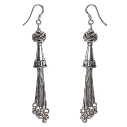 Mothers Day Gift Ideas Silver Dangle Earrings Handmade Jewelry 3.25 inches (ers286)