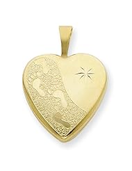 1/20 Gold Filled 16mm Footprints Heart Locket