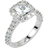 1.40CT Princess Cut Diamond Engagement Halo 14K White Gold RIng thumbnail