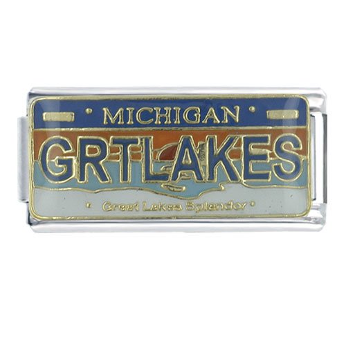License Plate Michigan X2 Multi Link Italian Charms