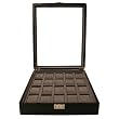 Watch Box for 20 Watches Black Finish Single Level Window Extra Clearance Silver Tone Hardware Botton Slide Lock