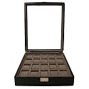 Watch Box for 20 Watches Black Finish Single Level Window Extra Clearance Silver Tone Hardware Botton Slide Lock
