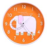 White Elephant Non-Ticking Silent Wall Clock (Orange)