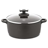 Berndes 093124 Aluguss Ecofit Kochtopf mit Glasdeckel 24 cm, mit Thermoflammschutz